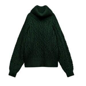 Zara cold shoulder green sweater